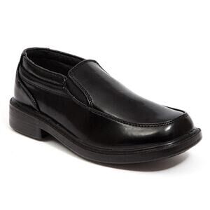 Deer Stags Kids Brian Black Leather Comfort  Slip On Loafers Size 5W
